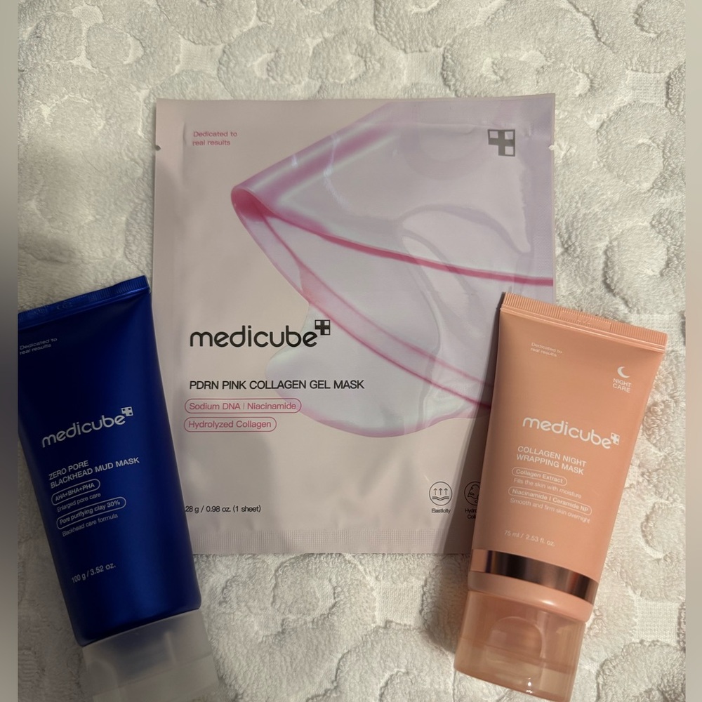 New Medicube Collagen Night Wrapping Mask & Zero Pore Blackhead Mud Mask PDRN